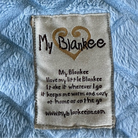My Blankee Plush Minky Satin Trim Security Baby Blanket Blue 30.5 x 34 GUC - Picture 6 of 11